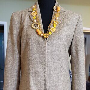 Dana Buchman S2 pc Suit, Beige Tweed Wool Blend